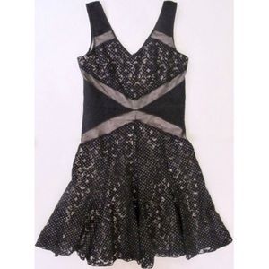 Ann Taylor Black Lace, Nude Lined, Gold Stud Embellished Dress  | Sz 6